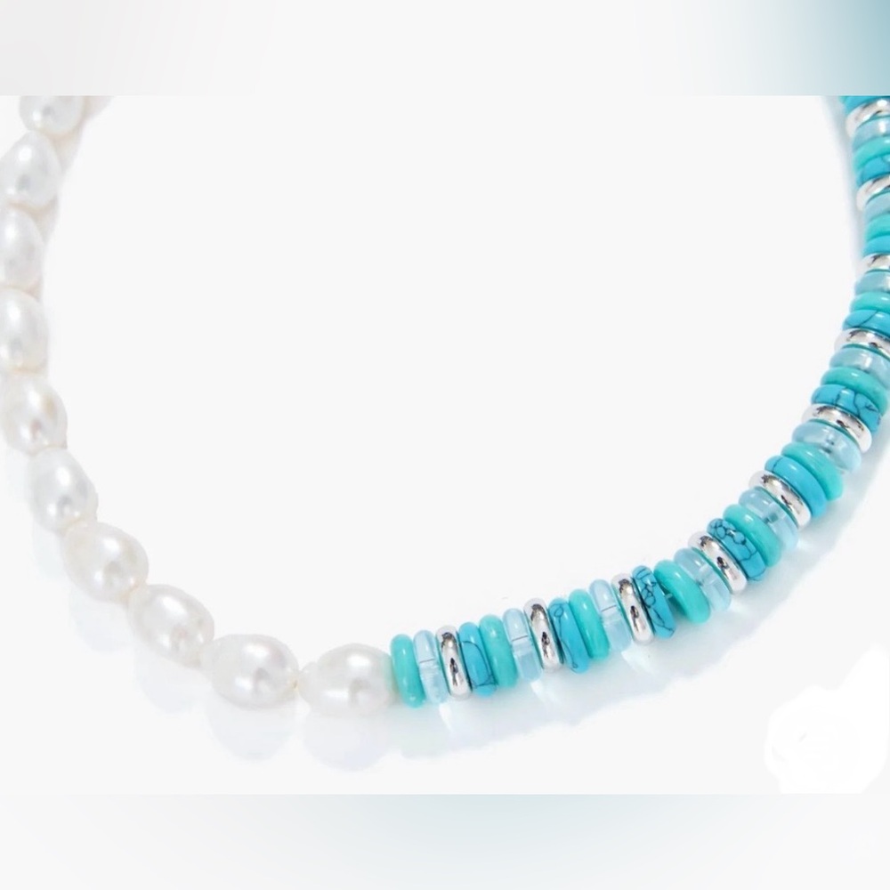 Tuckernuck Collection | Pearl & Turquoise Frankie Necklace | New - Picture 2 of 6